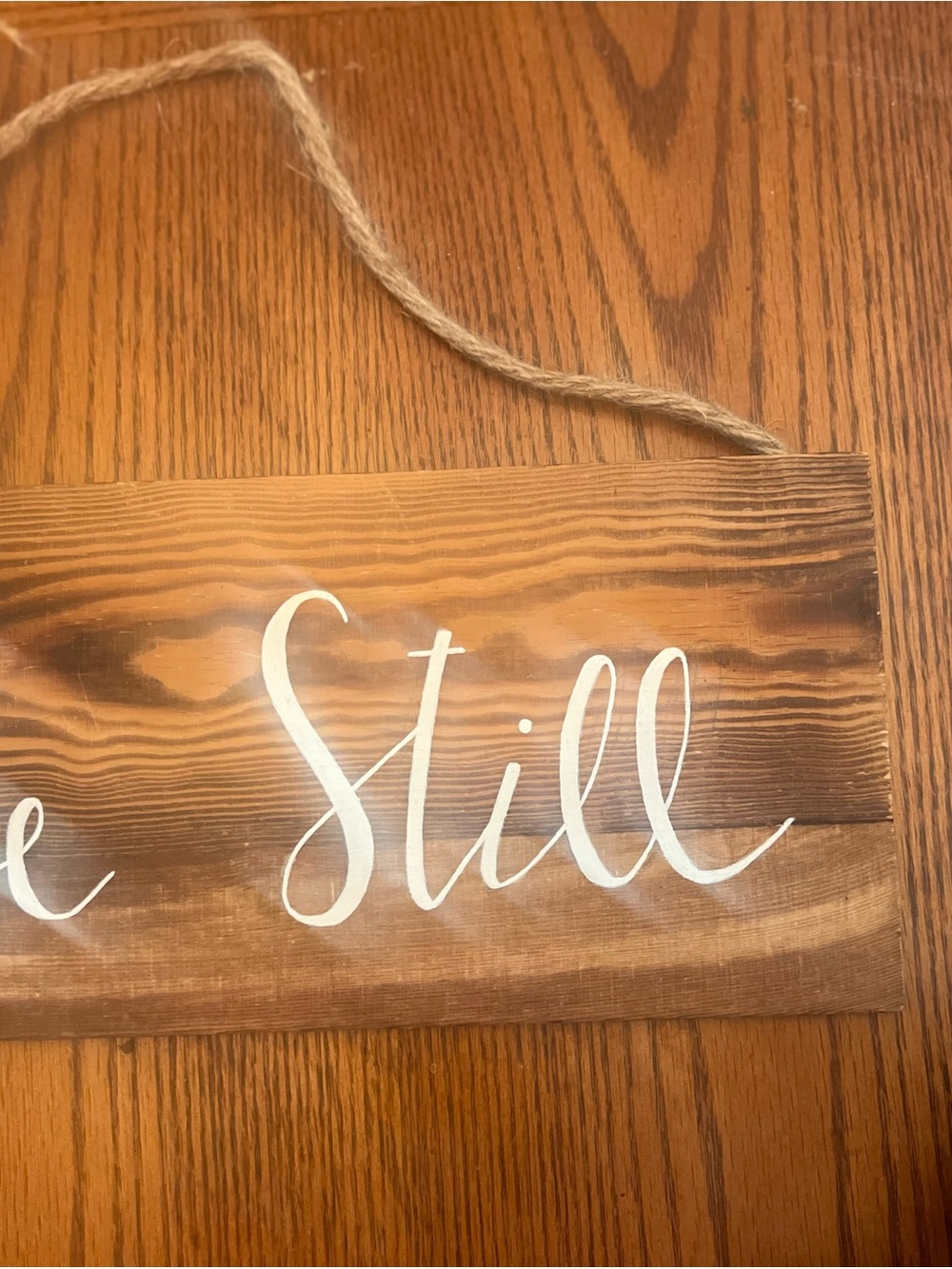 Rustic Brown Wood "Be Still" Hanging Wall Sign Christian Decor for Home